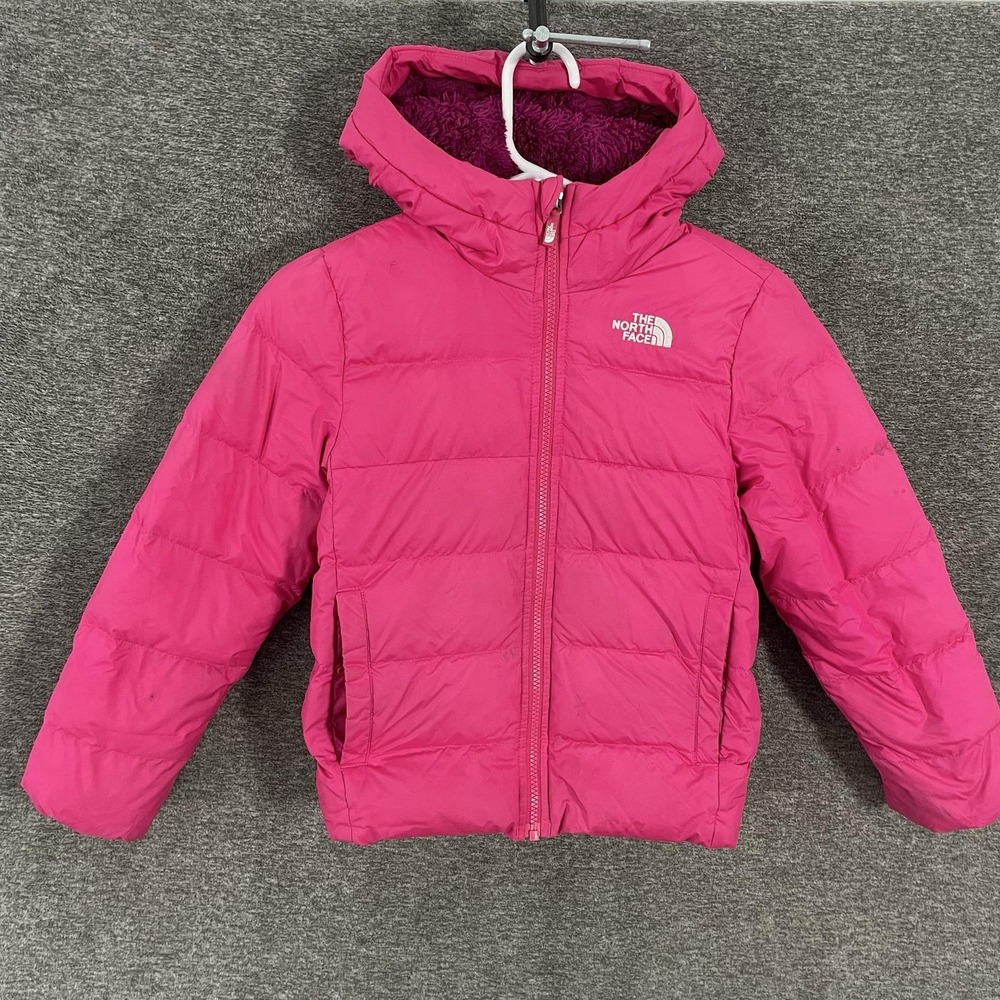 The North Face Jacket Youth Small 7/8 Pink 550 Down Hooded Fleece Lined